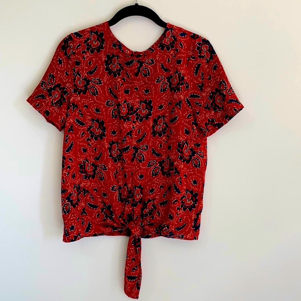 Madewell Silk Button-Back Tie Top